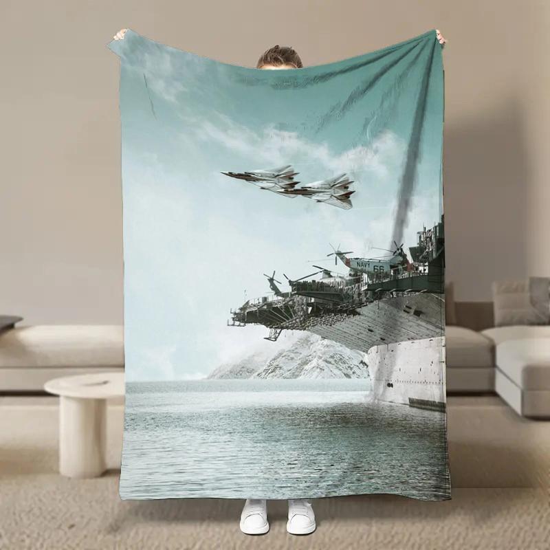 Warm Soft Vintage Planes Print Blanket Fluffy Children and Adults Sofa Plush Bedspread Picnic Throw Blanket for Sofa Bed Gifts