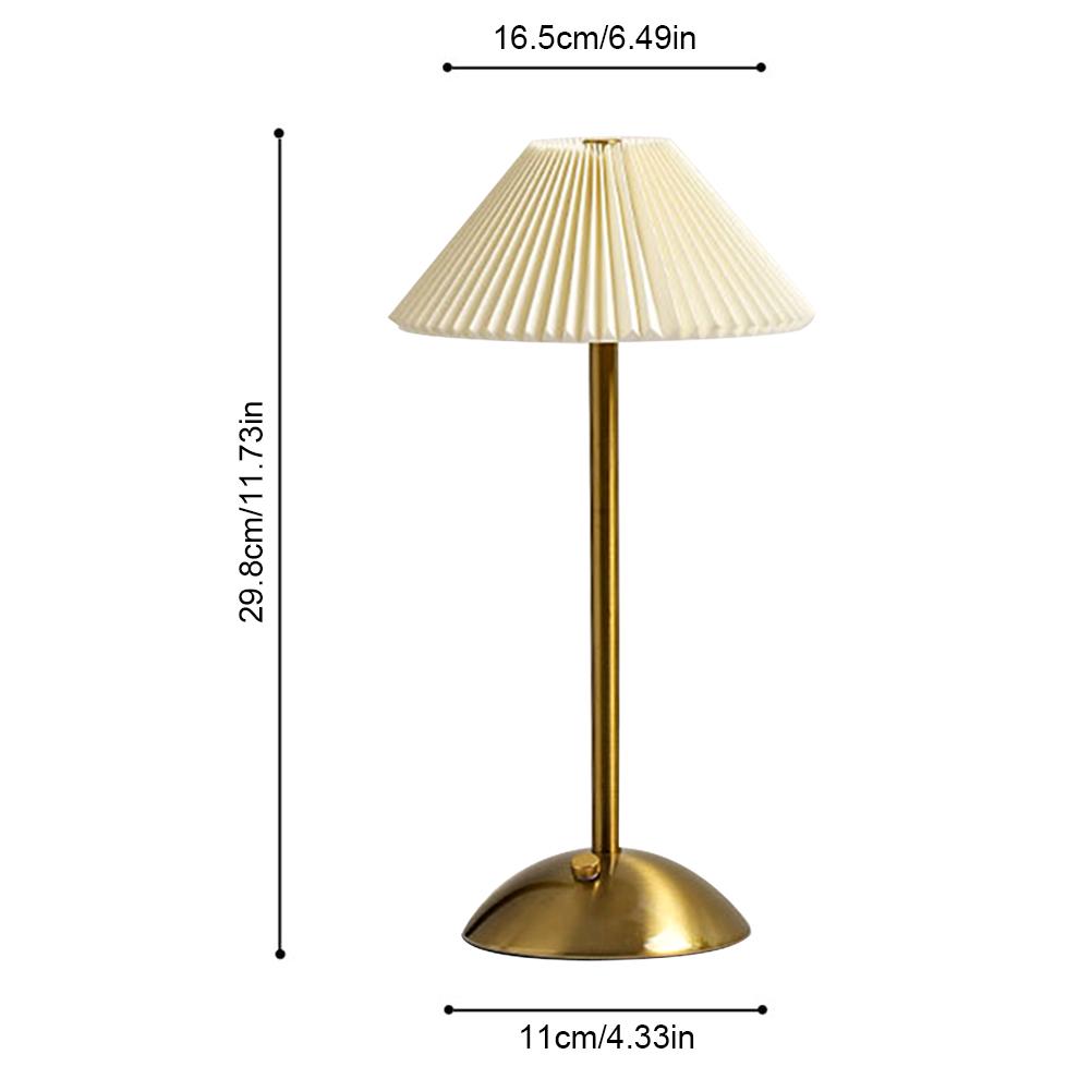 Nordic Pleated Table Lamp with Wooden Base Art Atmosphere Lamp USB Charging Modern Style for Bedroom Living Room Decor