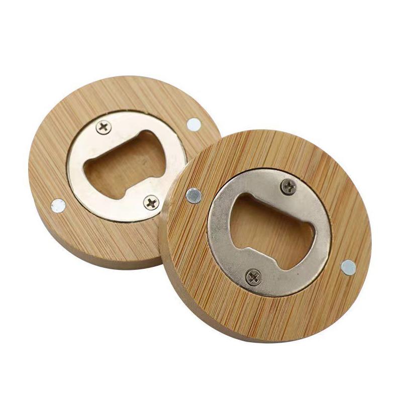 5/10PCS Round Bottle Opener Magnetic Fridge Decoration Wooden Beverage Open Tools Suitable for Beer Bottles Kitchen Supplies ZYF