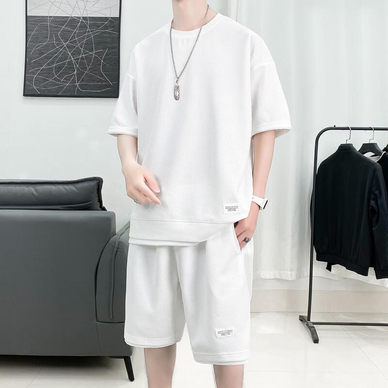 Men's Waffle Ice Silk Casual Short Set