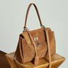 Light Luxury Imported Soft Suede Tote Bag Lazy Wind Large Capacity Matte Cowhide Lock  Bag Women's Messenger Shoulder Bag