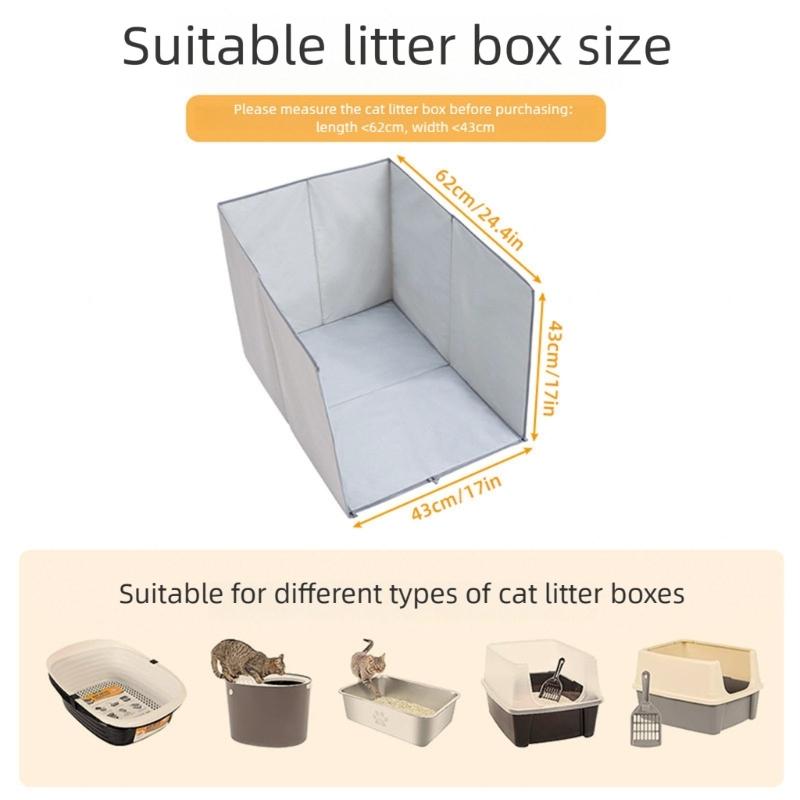 Splash Proof Litter Tray Barrier With PVC Coating For Pet Litter Box Mess Prevention Easy To Use for Small Space