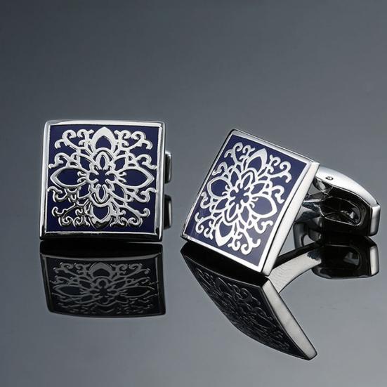 1 Pair Enamel Polishing Retro Pattern Men Cufflinks Electroplating Wear-resistant Shirt Cuff Buttons Clothing Accessories