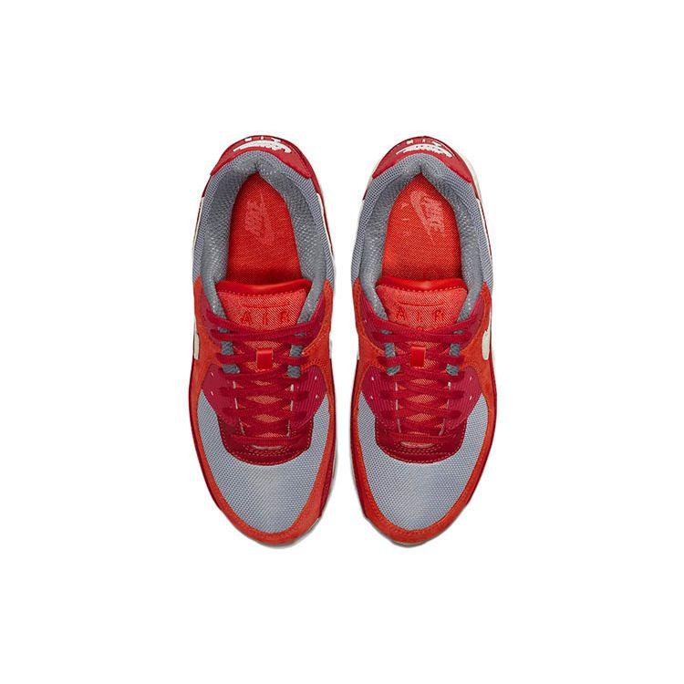 Nike Air Max 90 Premium Gym Red Men Sneakers Habanero-Red Smoke-Grey Pale-Ivory DH4621-600