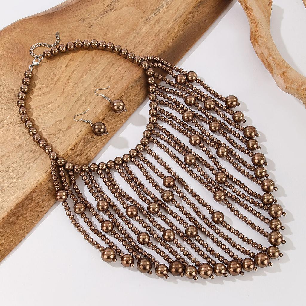 Braut Hochzeits Schmuckset Mode Elegant Handgefertigt Imitation Perle Quaste Halskette Und Ohrringe Damen Party Zubehör