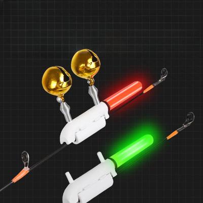1 pieza Suministros de pesca, Caña electrónica para pesca nocturna Ligeramente luminosa, Alarma de doble campana para caña de mar, Descoloración por picada de anzuelo Luz universal para caña Ligeramente luminosa