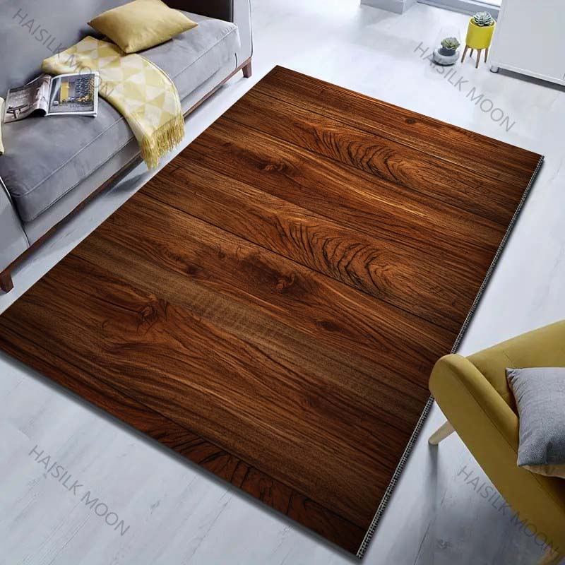 Multiple Sizes HD Wood Grain Print Carpet for Living Room Bedroom Doormat Home Decor Sofa Area Rug Non-slip Floor Mat for Gifts