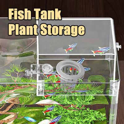 Aquarium Plant Holder Wall-Mounted Hydroponic Plant Basket Water Grass Planting Stand Aquarium Planter Fish Tank Accessory