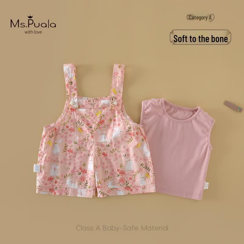 

MS.PUALA Infant Girl Sleeveless Cotton Two-Piece Set 110 cm