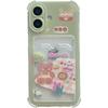 Cute Cartoon Bear Flowers Cake Wallet Card Slot Clear Soft Phone Case Compatible with iPhone Case (Clear,for iPhone 14 Plus)