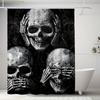 1pc Gothic Skull & Hand Design Shower Curtain - Extra Wide Polyester Bathroom Decor with Digital Print, Machine Washable, Blac