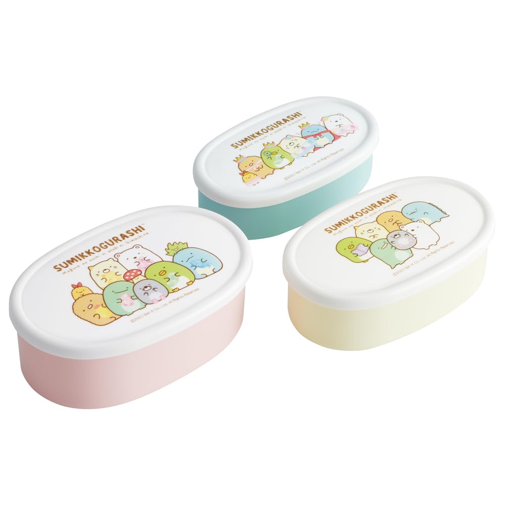Skater Lunch Sealable Storage Set of 3 Medium Small Sumikko Gurashi Made in Box, Container, Container, (Large 400ml, 280ml, 180ml), Mole's House,
