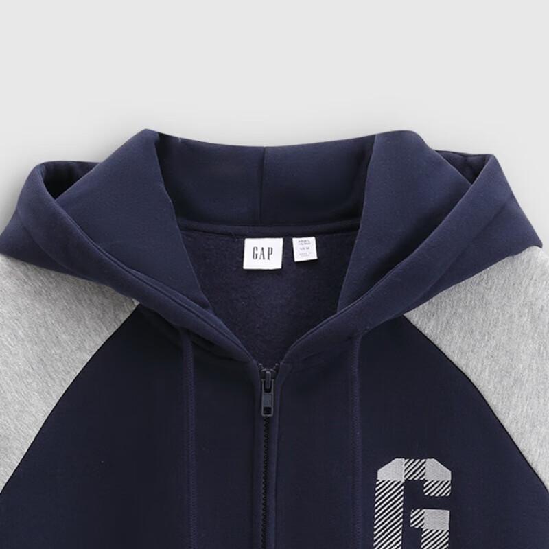 Gap Unisex Color-block Embroidered Logo Loose Fleece Hoodie