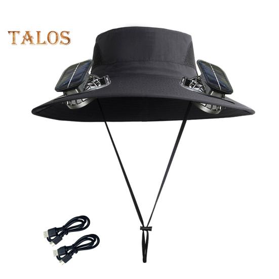 Pánský rybářský klobouk se solárním ventilátorem široký okraj sluneční klobouk větruodolný design rybaření kempování turistika solární ventilátor klobouk se 2 ventilátory