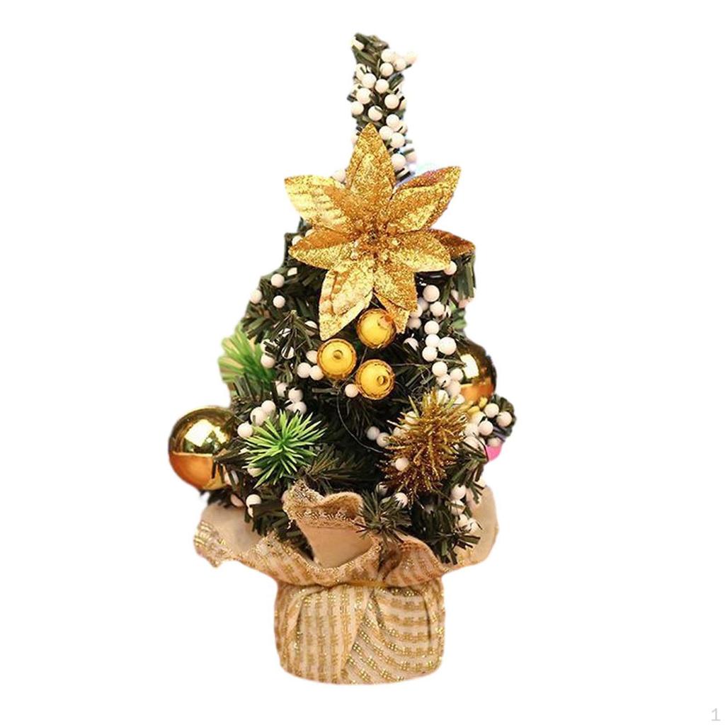 Desktop Christmas Tree with Base, Mini Artificial Decoration, Craft Miniature
