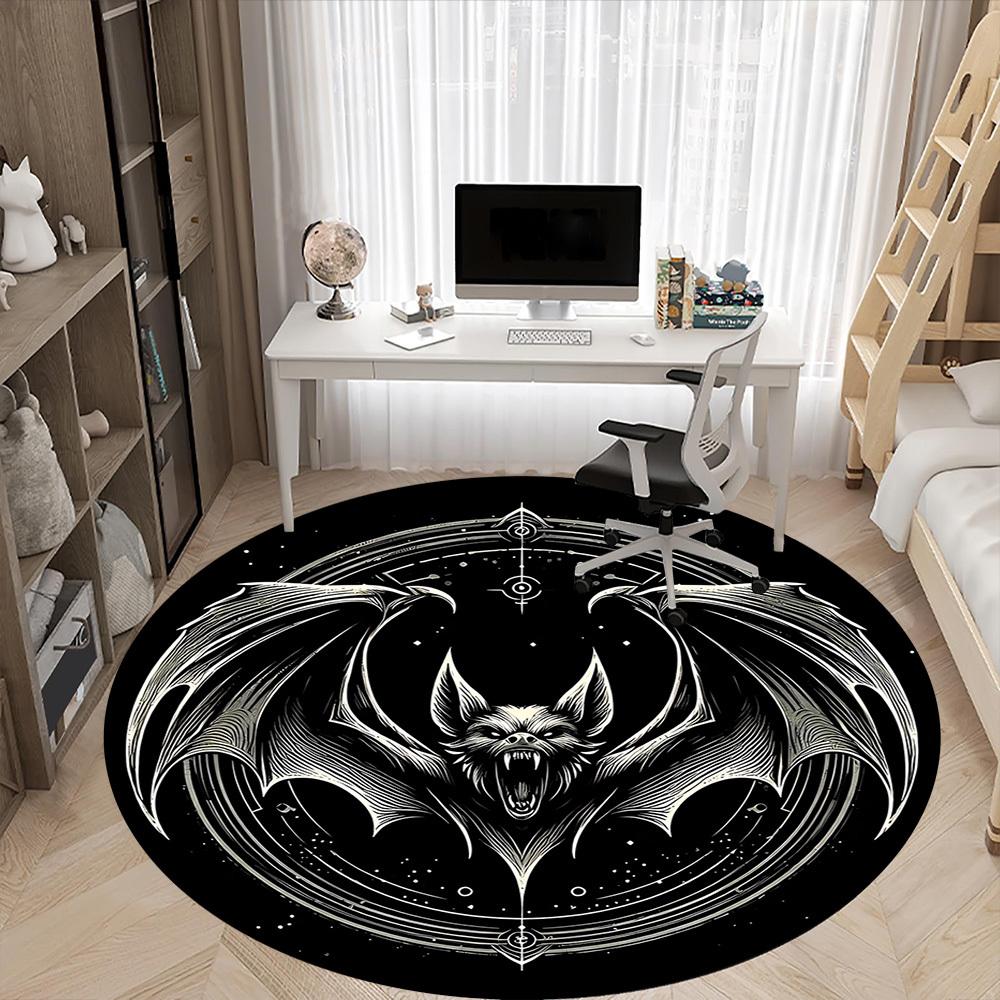 1pc Bat Mystic Office Round Area Rug, Under Office Chairs Bedroom Living Room Home Decor, Room Deco, Available in Various Sizes