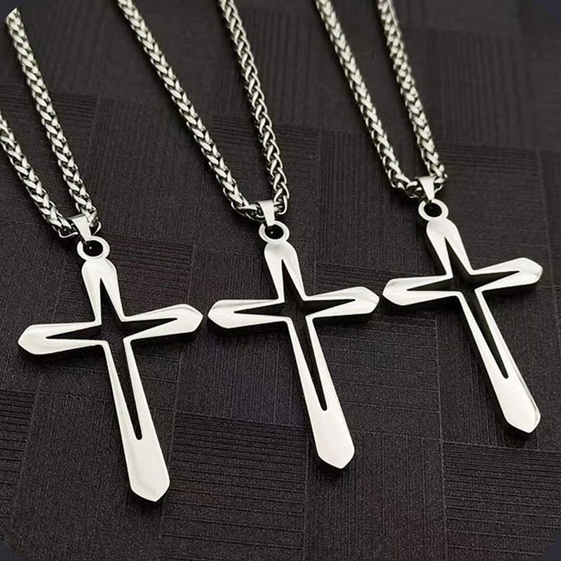 Personality Hollow Cross Pendant Necklace For Men Women Minimalist Punk Party Jewelry Gifts