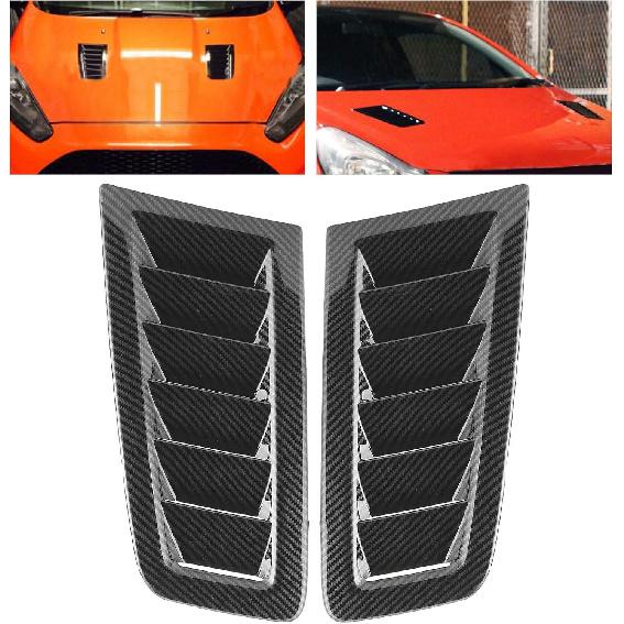 2pcs Universal Hood, Car Engine Vent Hood, Air Valve Cover Vent Hood, Car Exterior Parts for Focus RS MK2 (Carbon Fiber)