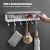 Wall-Mounted Punch-Free For Bathroom Door  Clothes Key Organizer With Hook Storage Rack Shelf Storage Box