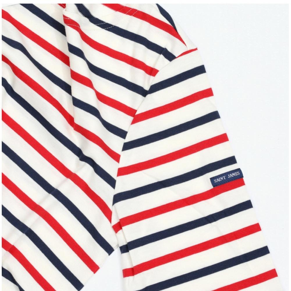 Saint James Unisex Long Sleeve Tee Modern Stripe Ecru Marin Tulipe 8115