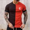 Vintage Men's T-shirt Street Tee Summer Male 3d Stripe Print Short Sleeve Tops Everyday T Shirt Oversized Clothing Shirt Man 6XL