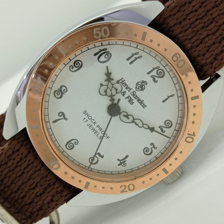 

REFURBISHED VINTAGE HENRI SANDOZ & FILS SWISS MENS WRIST WATCH a415027-1 Sku010-a415027
