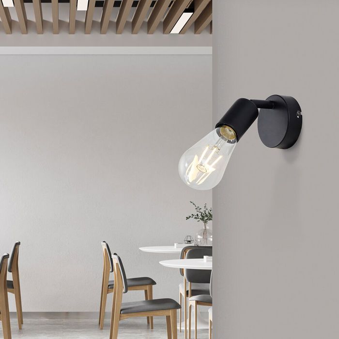 Applique murale 1xE27 23W IP20 – Métal noir