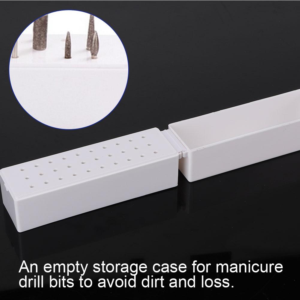 30 Holes Manicure Drill Bits Holder Container Display Case Nail Grinding Head Storage Box