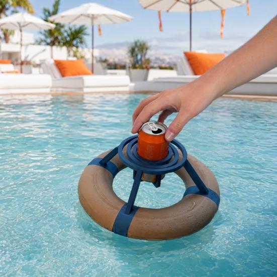 Floating Gyro Cup Holder, The Beer Buoy Floating Drink Holder, Anti Spill Gyro Can Holder, Pool Drink Float for 12oz Standard Cans, Floating Beverage