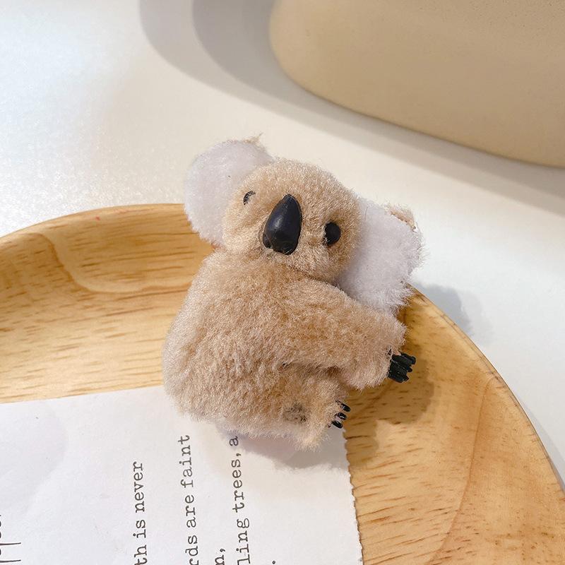 2Pcs Plush Koala Hair Clips, Cute Stuffed Animal Hair Clips, Small Koala Bear Hair Claw Bangs Clip Irregular Hair Clamps Hairpin Hair Accessories