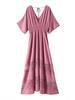 Elegant French Fashion V-Neck Lace Dress: Sexy, Waist-Cinching, Slim-Fit, Ruffled Long Skirt