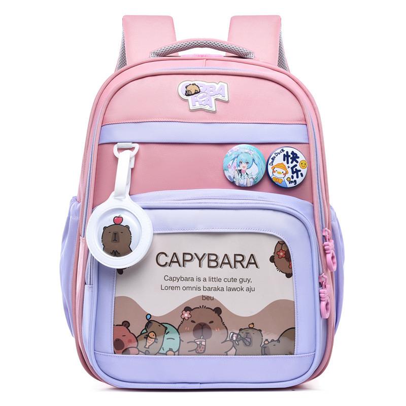 Capybara Cute Cartoon Pattern Children Large Capacity Backpack For School Use