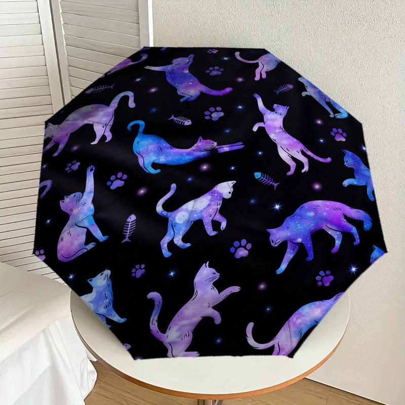 1pc Galaxy Cats Pattern Umbrella Design Automatic Opening and Closing Umbrella, High-quality Travel Umbrella,  C1128160