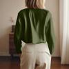Women's Fashionable And Casual Solid-color Long-sleeved Cotton And Linen Shirt Top