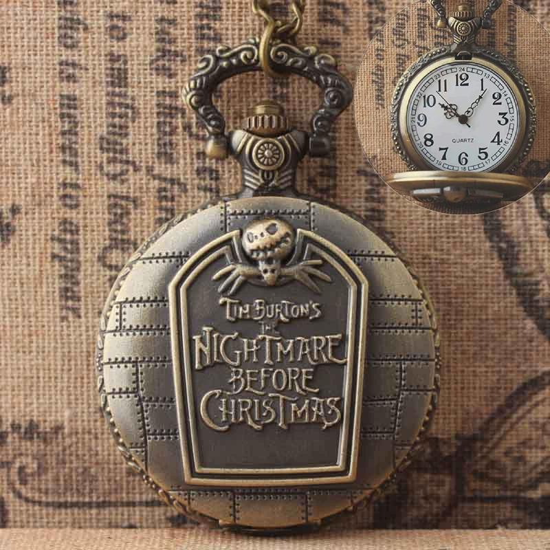 Devil Lanyard Embossed Ghost Head Pocket Watch European and American Animation Halloween Christmas Horror Night Skull Jack