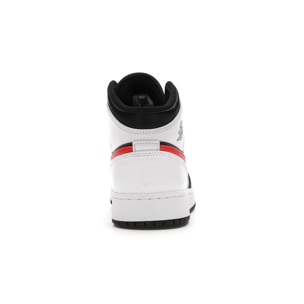 Air Jordan 1 Mid GS Chile Red Kids Sneakers Black White 554725-075