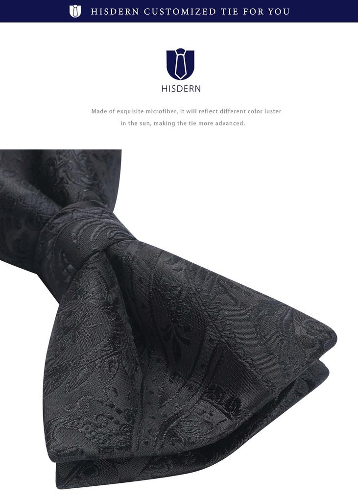Black Bow Tie for Paisley Pattern Bow Tie Chief Formal Bow Black Bow Easy To Put On and Take [HISDERN] Adults, Men's, One-touch Set, Tie, Tie,