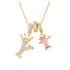 Copper Zirconia Letter Necklace with Gold-Plated Crown Pendant – Fashionable 26-Letter Accessory