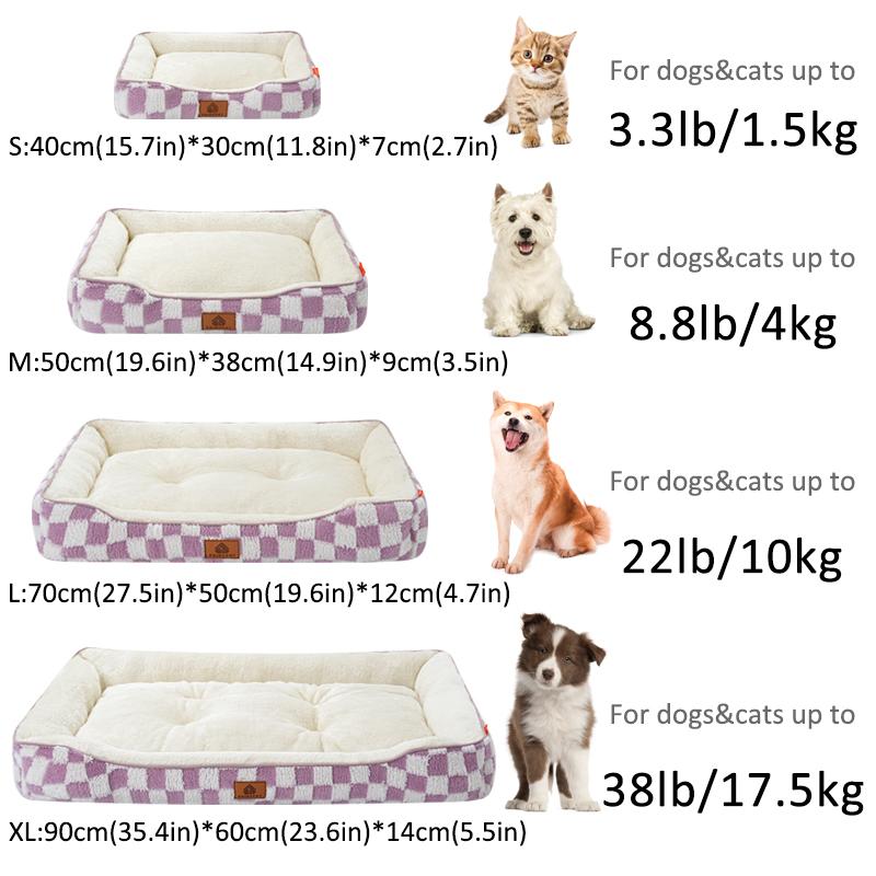 Winter Rectangle Dog Bed,Orthopedic Dog Bed,Warming Soft Calming Sleeping Puppy Bed Durable Pet Bed with Anti-Slip Bottom