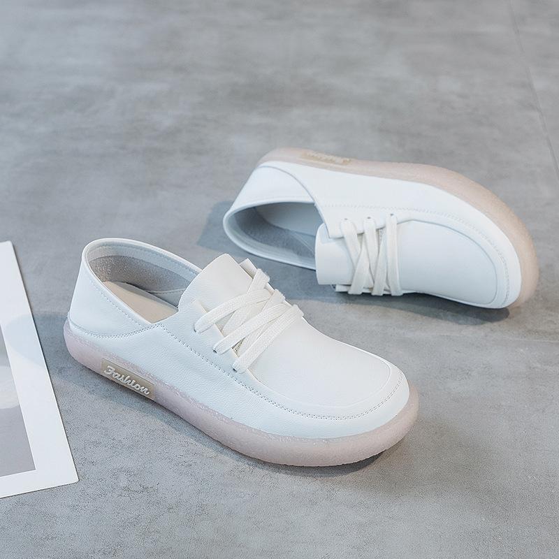 Flat Bottomed Small White Shoes Women's Summer New Soft Soled Genuine Leather Loafers Single Shoes Nurses Pregnant Woman's Shoes