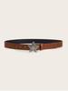 Exquisite European And American Style Brown Textured Buckle Belt Unisex
