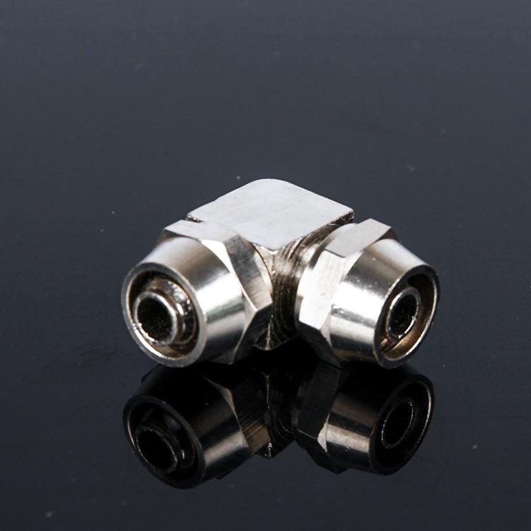 Copper-Plated Nickel Pneumatic Quick-Connect Right-Angle Trachea Fittings - PV4/6/8/10 Sizes
