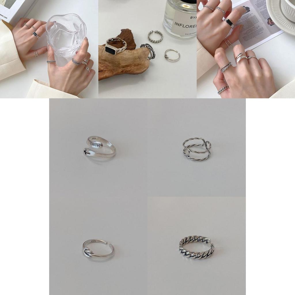 Unique S925 Silver Layered Hip Hop Ring For Women With Geometric Design And Versatile Style