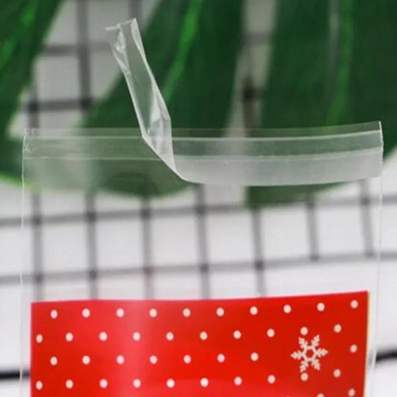 100Pcs/set 4Style Christmas Santa Claus Moose Snowman Self-adhesive Cookie Packaging Bag Biscuits Snack Decoration Gift Holder