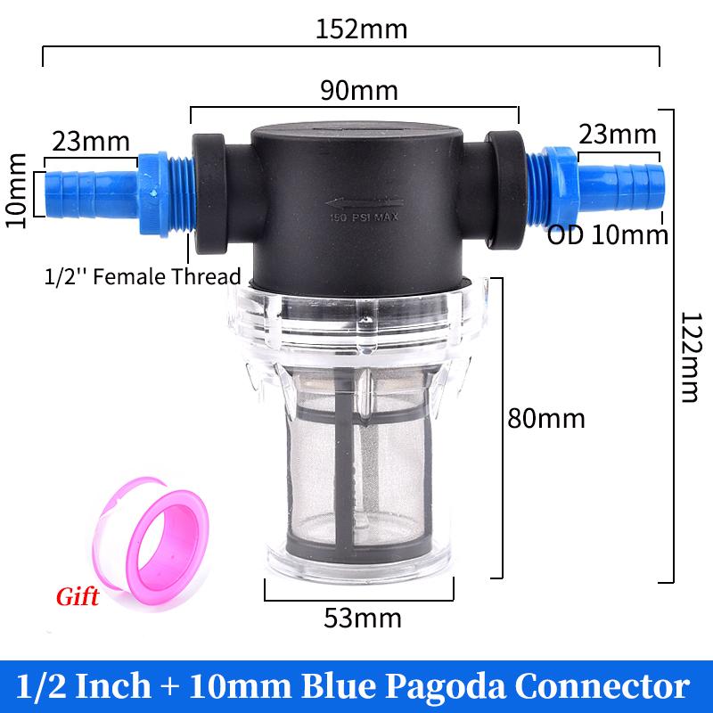 Filtre de tuyau 8~16mm Arrosage Irrigation Préfiltre 12'' Raccord de tuyau d'eau de jardin Filtre Aquarium Réservoir à poissons Pompe à eau Crépine