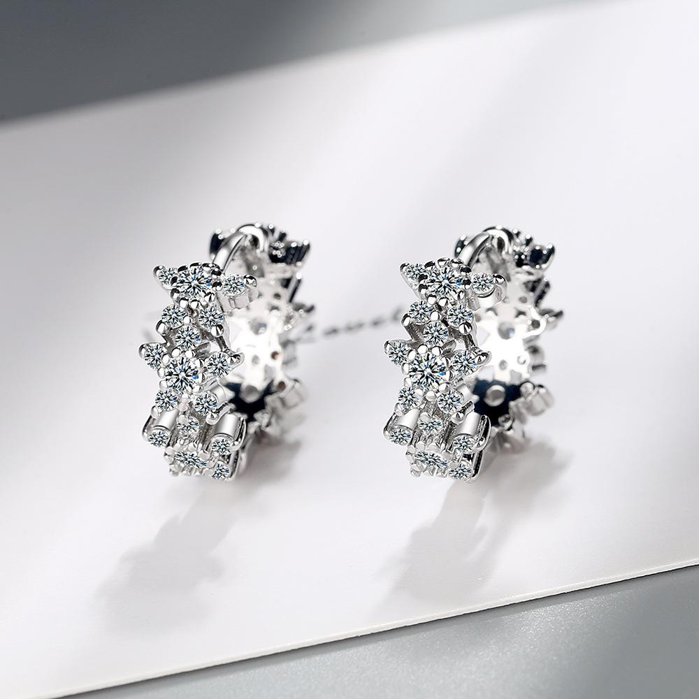 

Simple Female Earrings Sterling SIlver Cross Plum Blossom Mosaic Cubic Zircon Earrings for Women Girlfriend Gift