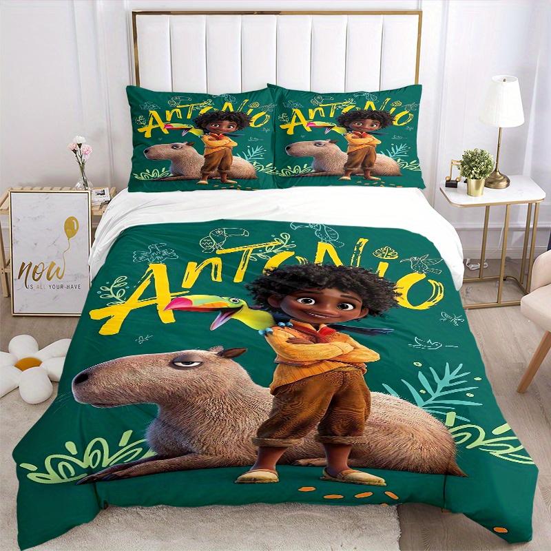 3pcs Encanto Antonio Madrigal & Capybara Bedding Set, Including 1 Quilt Cover and 2 Pillow Shams, Without Filling, Soft and Comfortable Home Bedroom