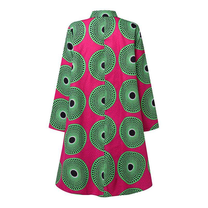 Oversized Women Lapel Neck Long Sleeve Floral Print Loose Casual Party Swing Dresses