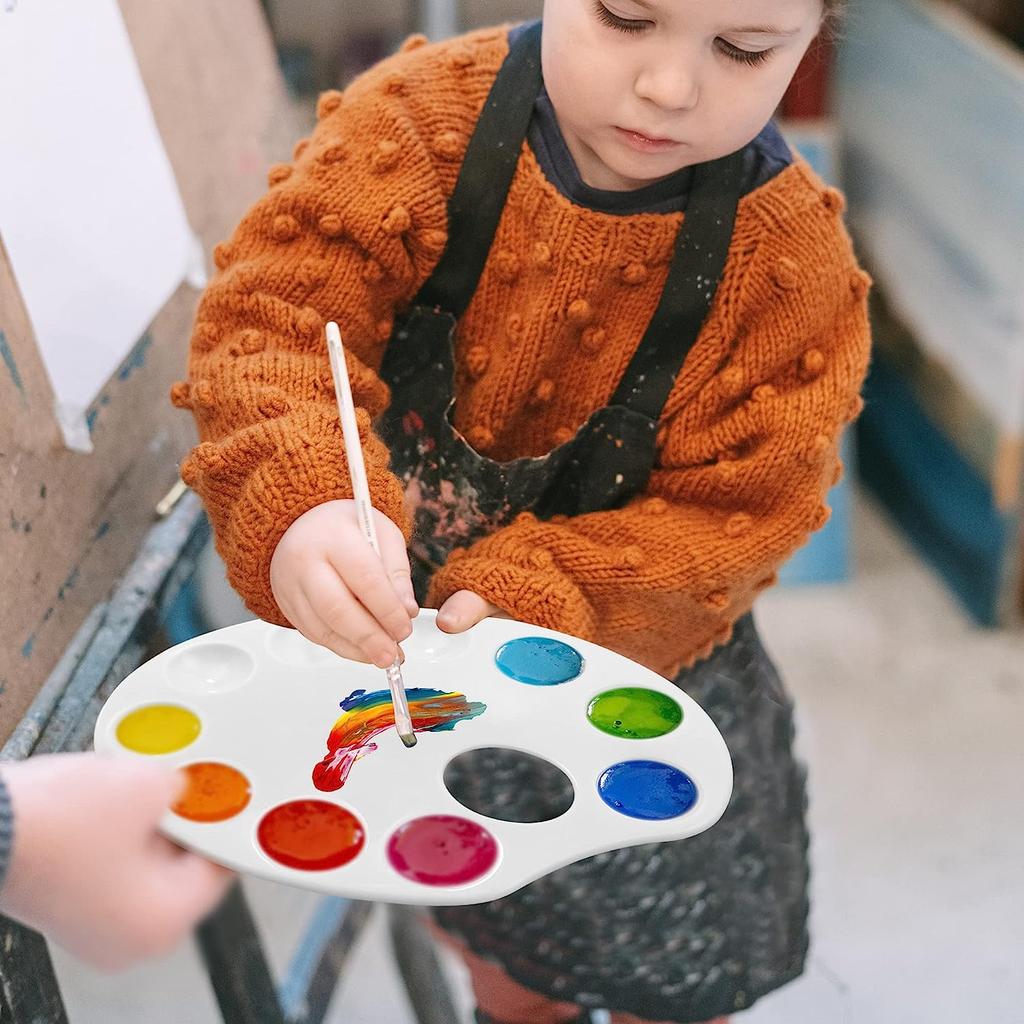 White Painting Supplies Color Mixing Paint Pigment Tray Round Palette For Watercolor Gouache Acrylic Painting Art Supplies