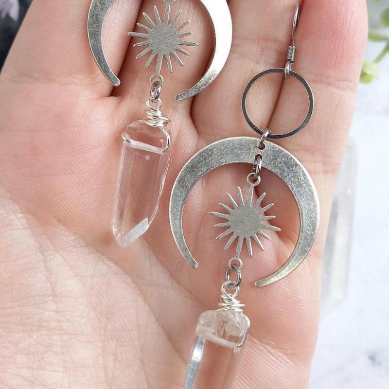 Quartz Moon and Sun Earrings - Hot Selling Foreign Trade Item